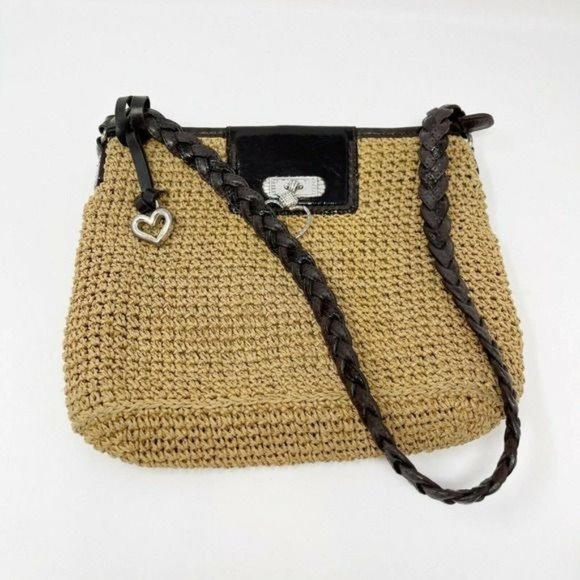 SOLD BRIGHTON Wheat Brown Straw Leather  Bag - Picture 7 of 16
